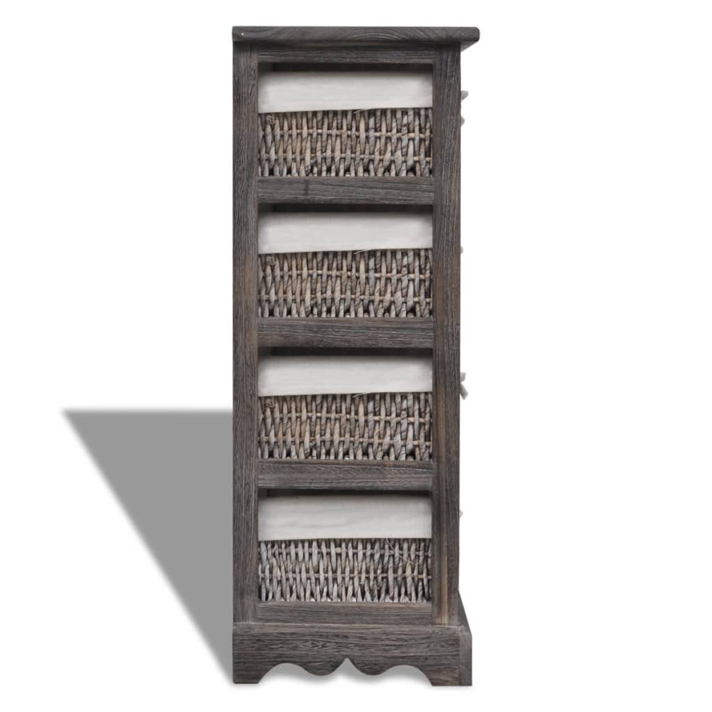 Korbregal Holz mit 4 Körben Braun