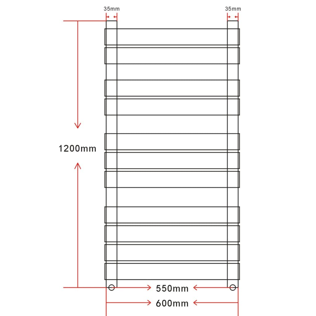 Håndklæde Radiator Lige 600x1200 mm
