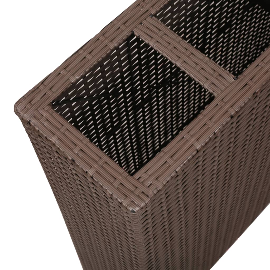 Haveseng med 4 potter polyrattan brun