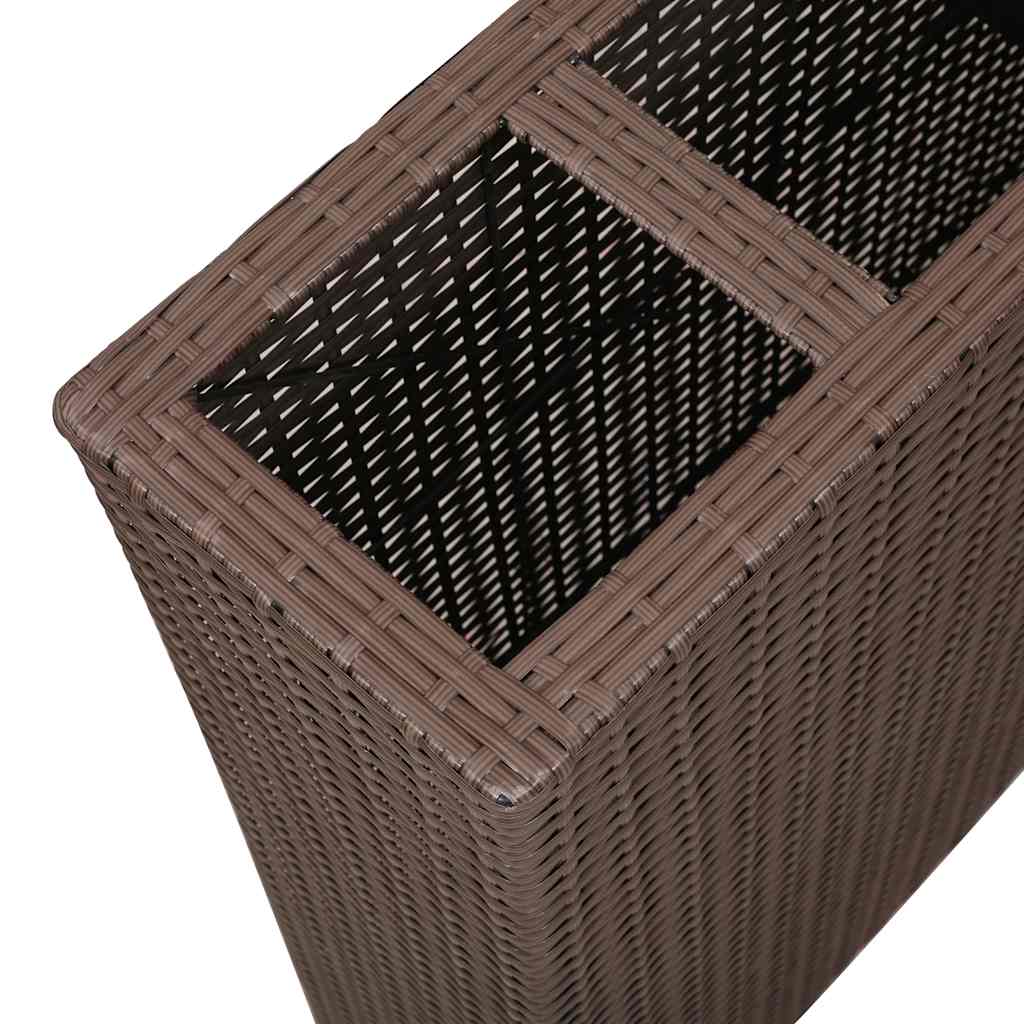 Haveseng med 4 potter polyrattan brun