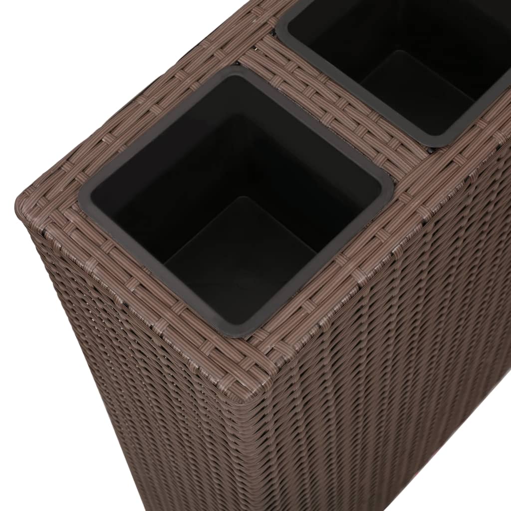 Haveseng med 4 potter polyrattan brun