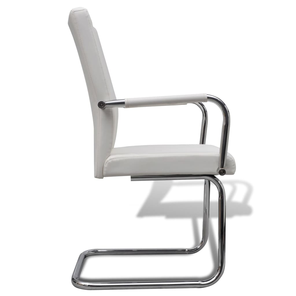 Cantilever Stol 6 stk. Hvidt kunstlæder