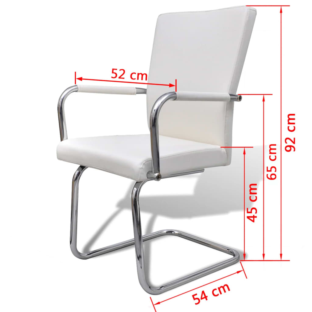 Cantilever Stol 6 stk. Hvidt kunstlæder