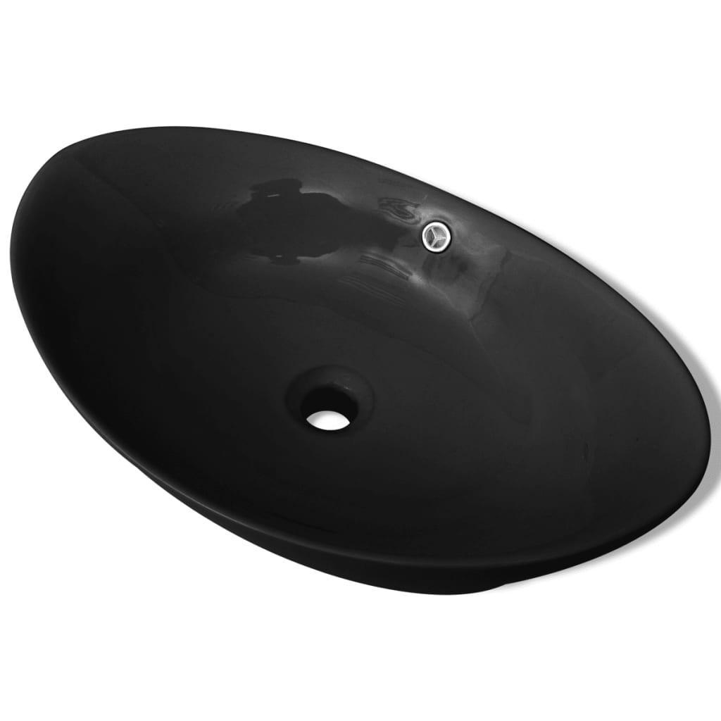 Luksuriøs keramisk håndvask Oval Sort