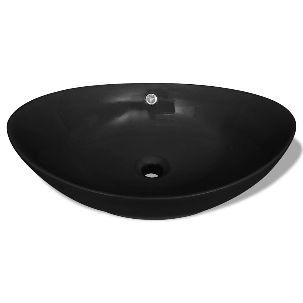 Luksuriøs keramisk håndvask Oval Sort