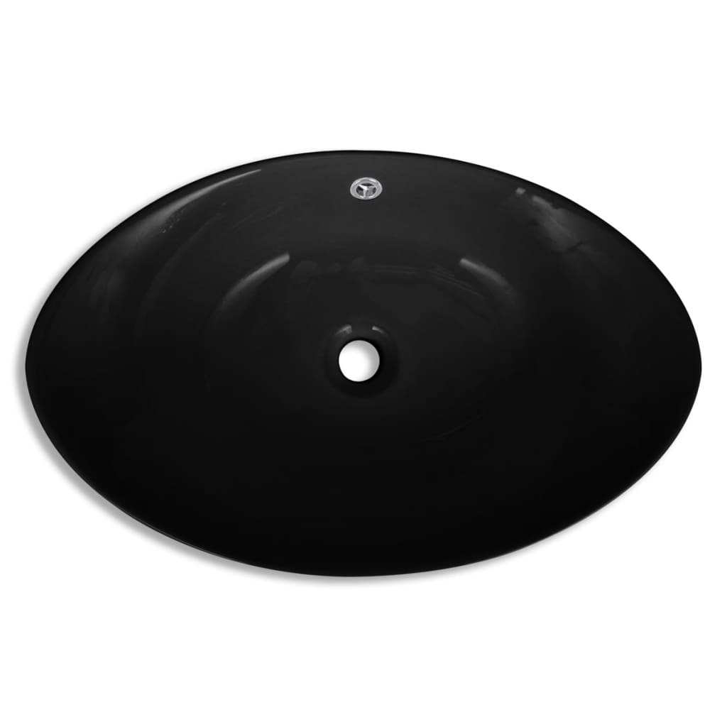 Luksuriøs keramisk håndvask Oval Sort