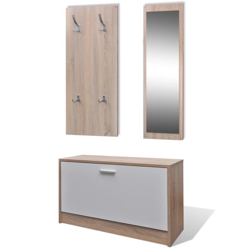 Garderobe Gang 3-i-1 Skoskab Skostativ Spejl