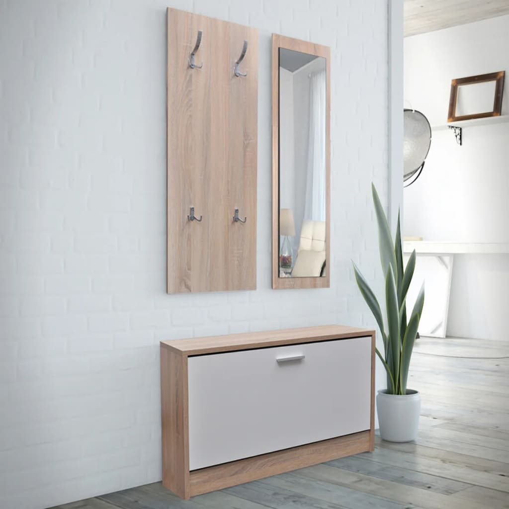 Garderobe Gang 3-i-1 Skoskab Skostativ Spejl