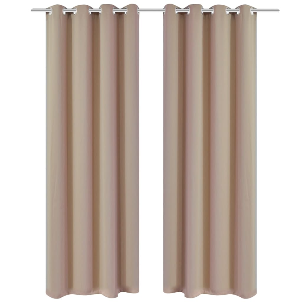 Verdunkelungs-Vorhänge mit Metallringen 135 x 245 cm Creme blackout