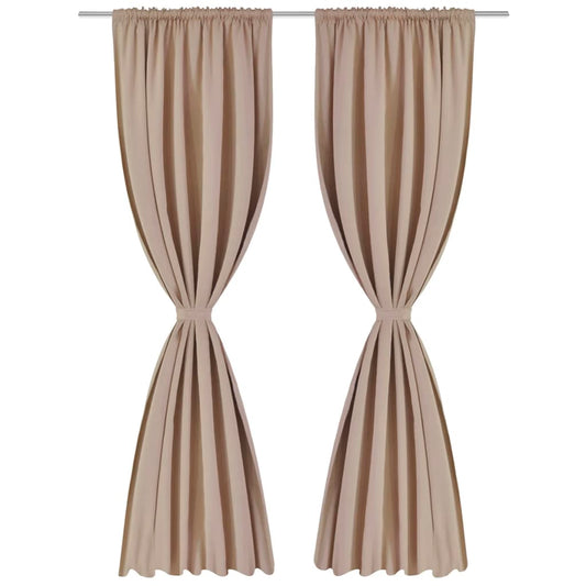 2 Stk. Creme Verdunkelungs-Vorhänge mit Schlitzkopf 135 x 245 cm