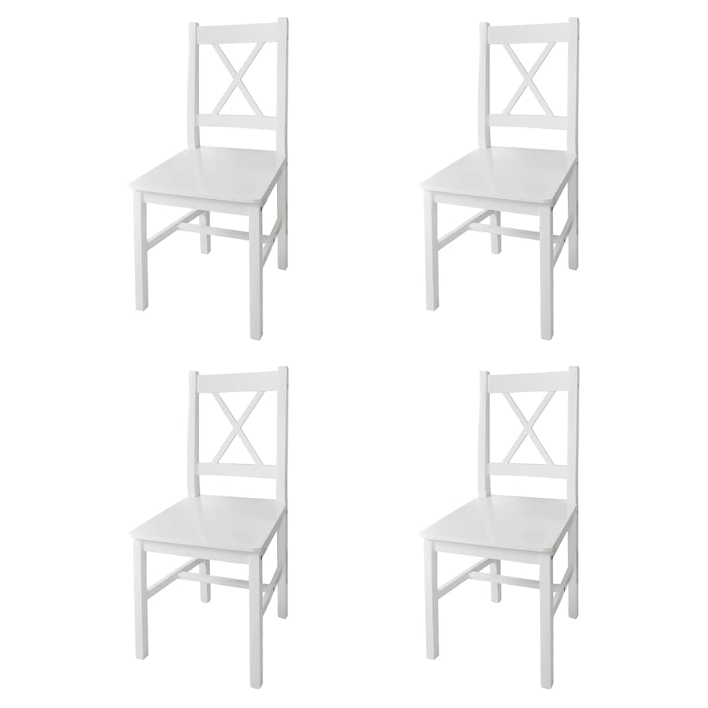 Spisestuestole 4 stk. Hvid Fyrretræ