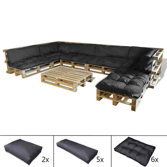 Pallet Sofa Kissen 13 pcs Schwarz 120 x 80 x 10 cm Stoff