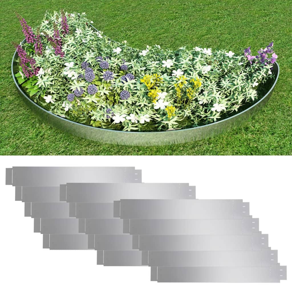 Flexible Rasenkante 15-er Set Verzinkter Stahl 100x14 cm