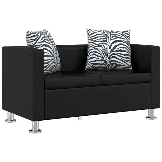 2-Sitzer-Sofa Kunstleder Schwarz