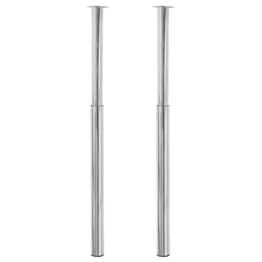 2 x Teleskopfuß Tischfuß Stützfuß Tischbein Chrom 710 mm-1100 mm