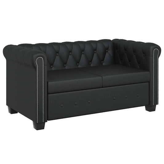 Chesterfield-Sofa 2-Sitzer Kunstleder Schwarz