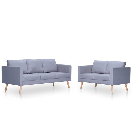 Sofagarnitur 2-Sitzer & 3-Sitzer Stoff Hellgrau