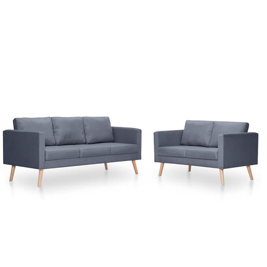 Sofagarnitur 2-Sitzer und 3-Sitzer Stoff Dunkelgrau