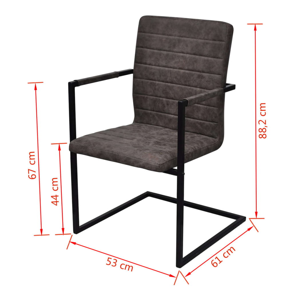 Cantilever Stol 4 stk Brunt Kunstlæder