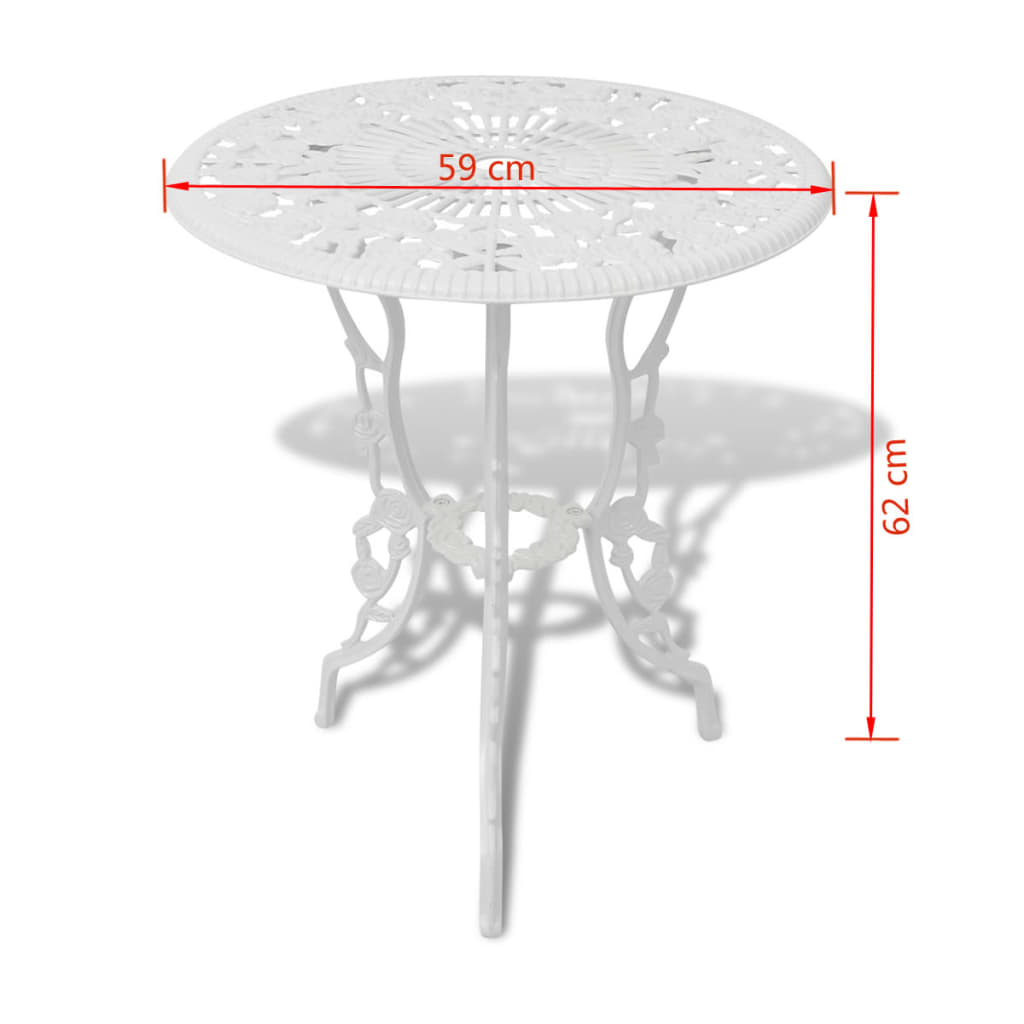 3-tlg. Bistro-Set Aluminiumguss Weiß