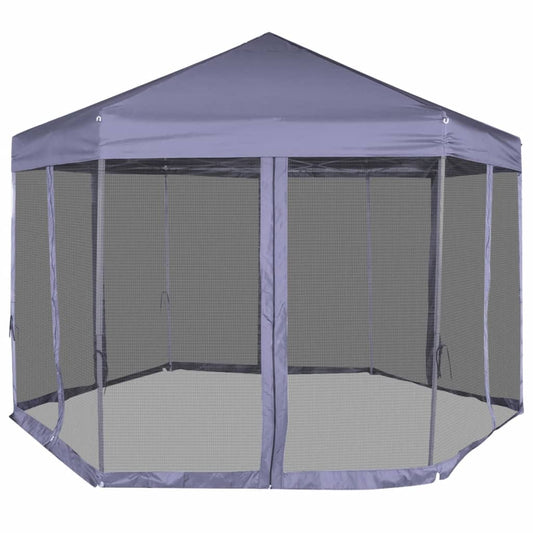 Hexagonal Pop-Up Zelt mit 6 Seitenwänden Dunkelblau 3,6x3,1 m