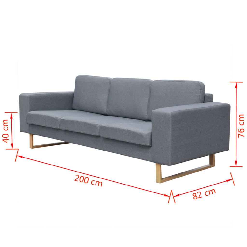 Sofa 3-personers stof lysegrå