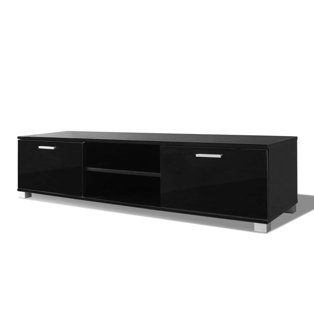 TV-møbel højglans sort 140x40,5x35 cm