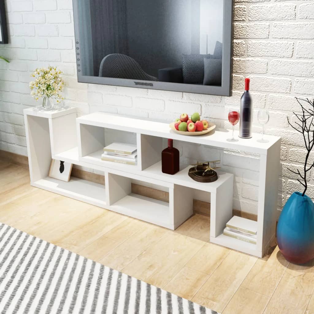 Tv-møbel dobbelt L-formet hvid