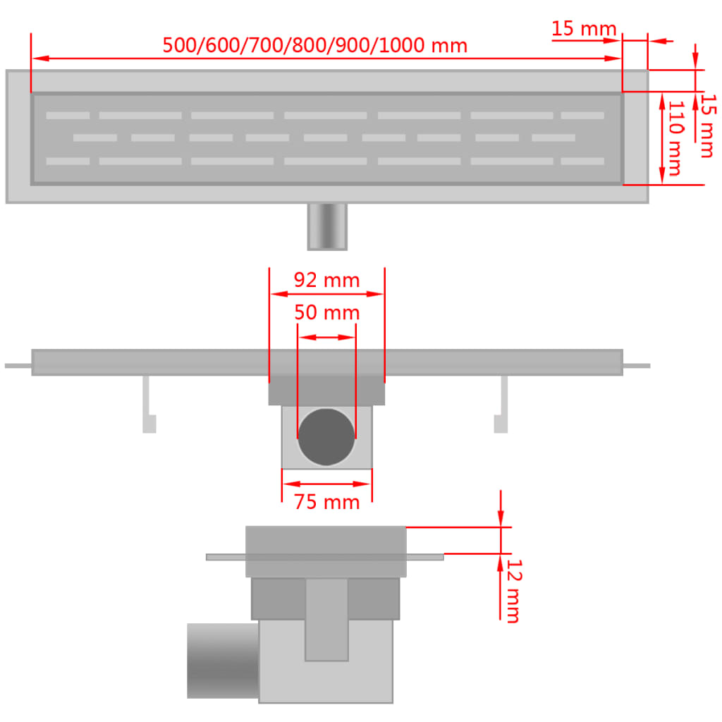 Duschrinne 1030x140 mm Edelstahl Löcher-Design