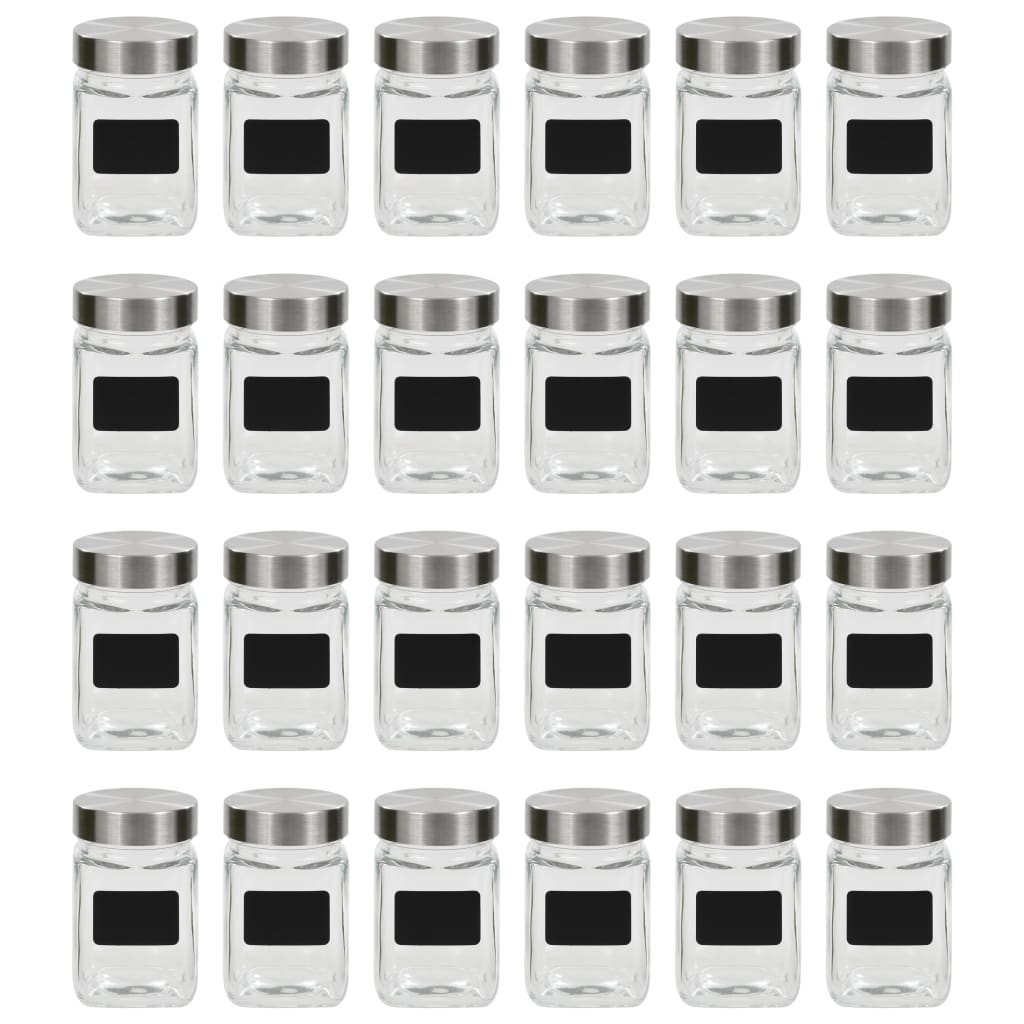 Opbevaringsglas med klistermærker 24 stk 300 ml