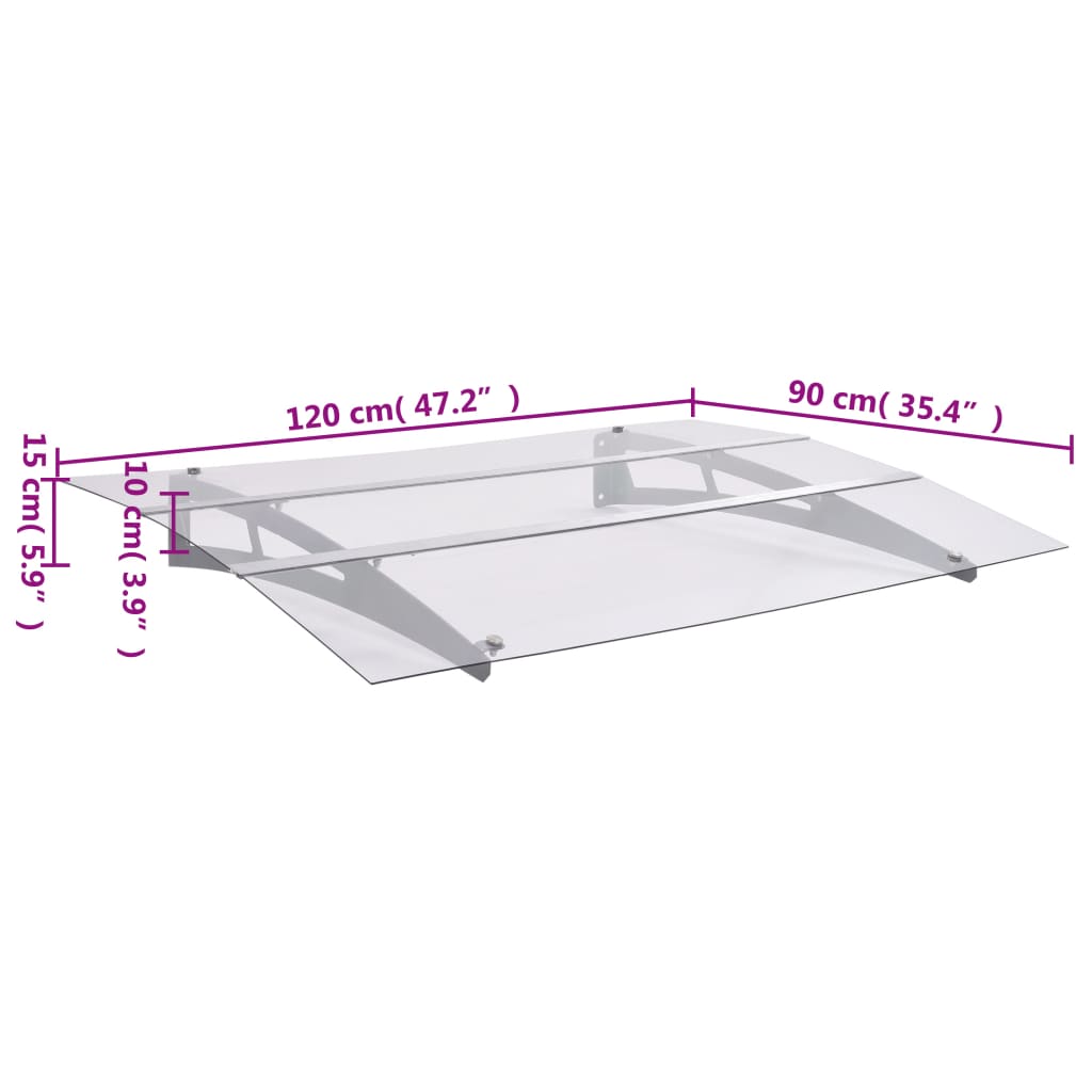 Dørkapsel Sølv og Transparent 120x90 cm Polycarbonat