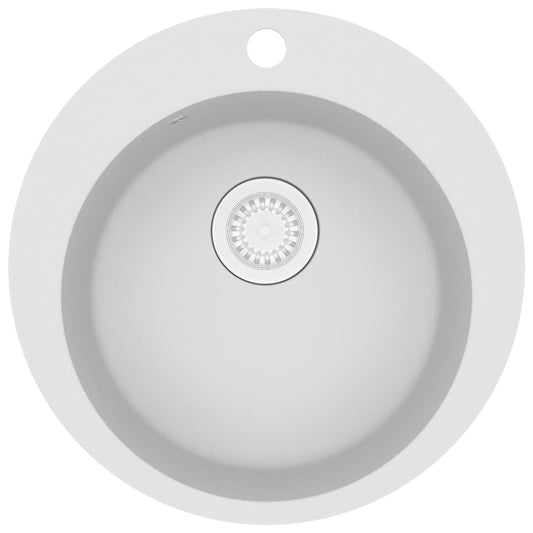 Granitspüle Einzelbecken Rund Weiß