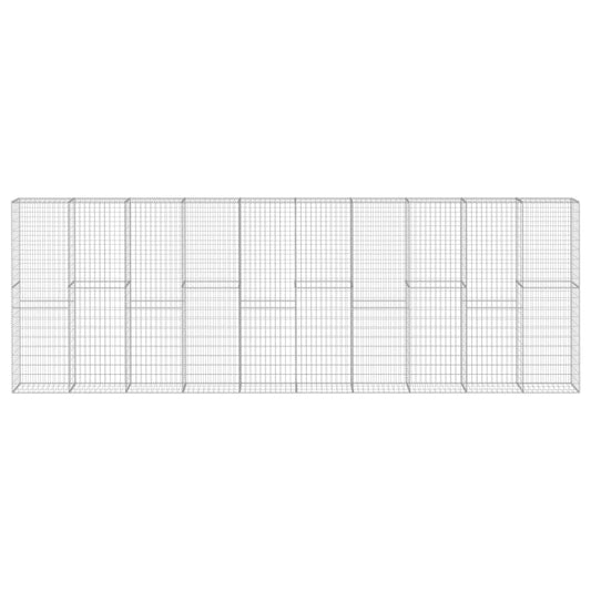 Gabionenwand mit Abdeckung Verzinkter Stahl 600×30×200 cm