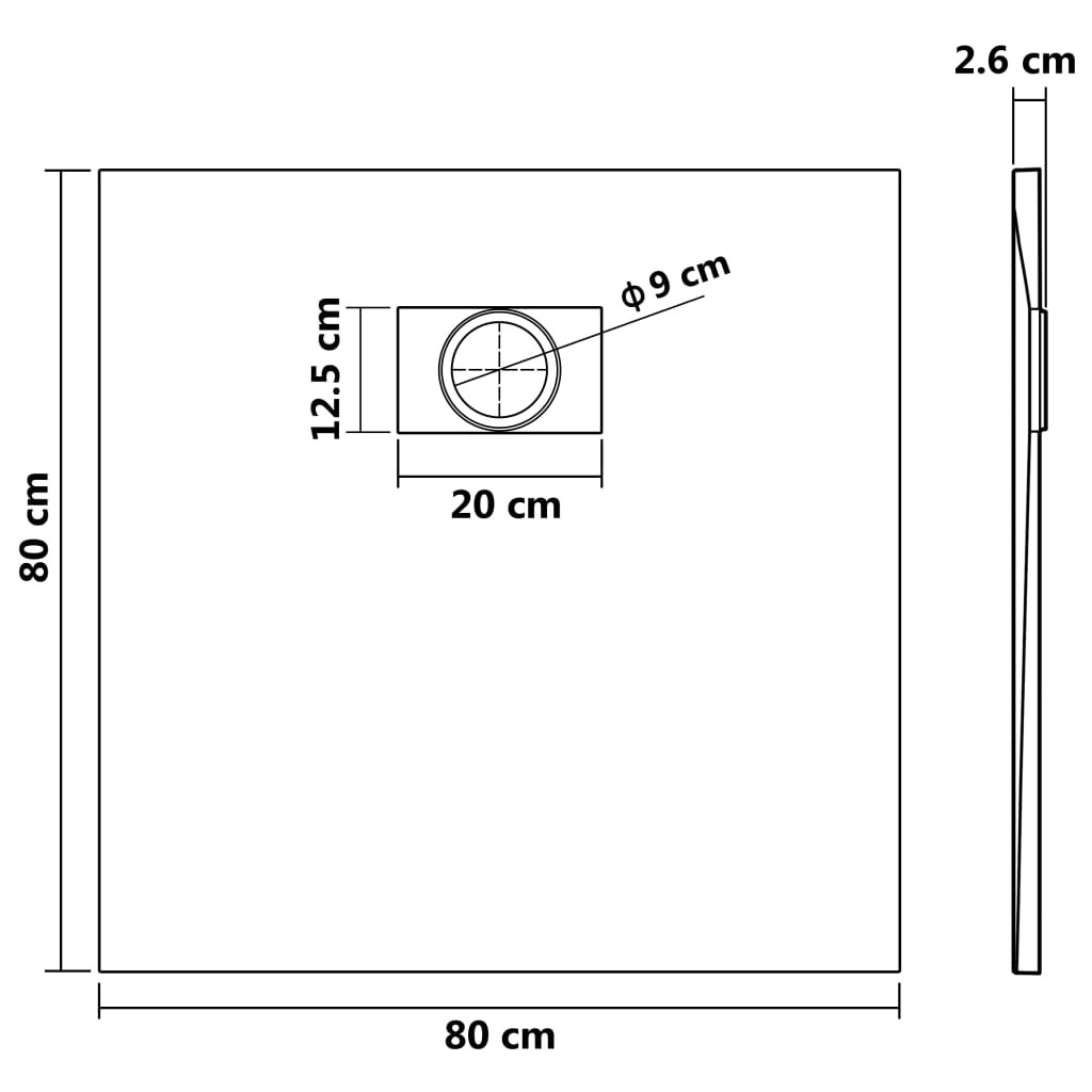 Brusebakke SMC Sort 80×80 cm