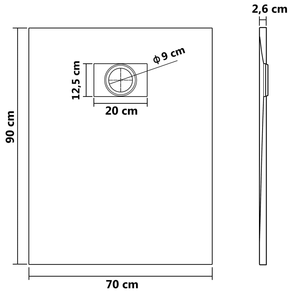 Brusebakke SMC Sort 90×70 cm