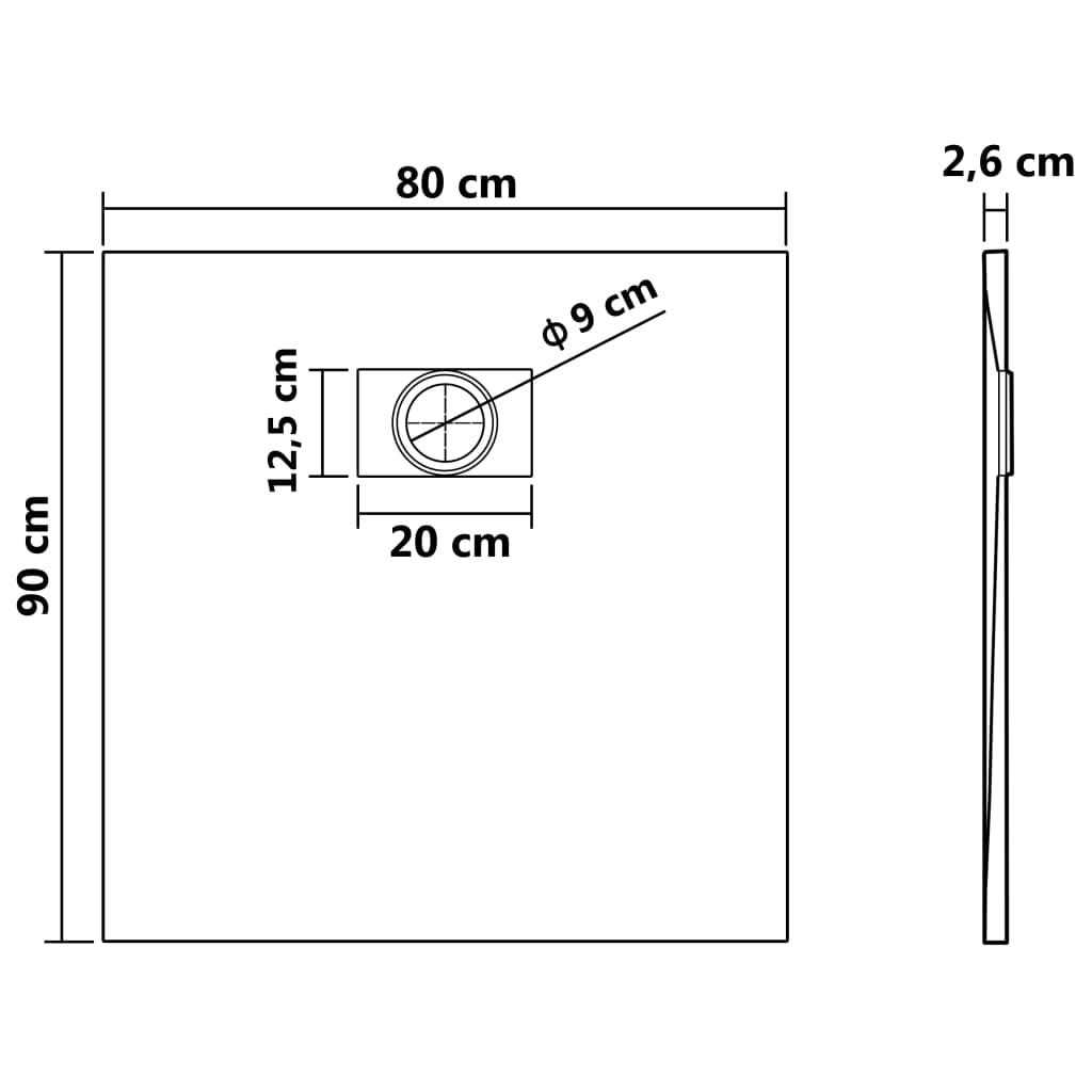 Brusebakke SMC Sort 90×80 cm
