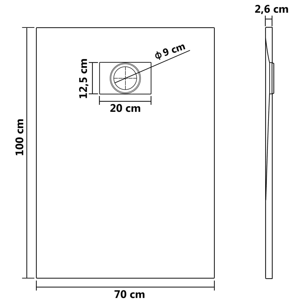 Brusebakke SMC Sort 100×70 cm