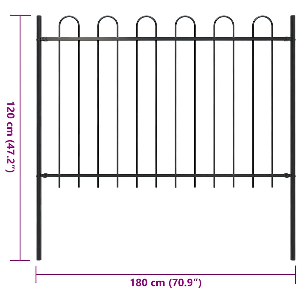 Havehegn med jerndesign stål 1,8 m sort