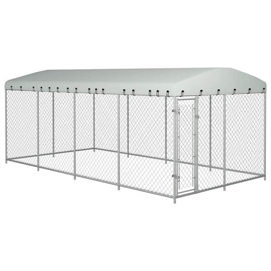 Outdoor-Hundezwinger mit Überdachung 7,6x3,8x2,3 m