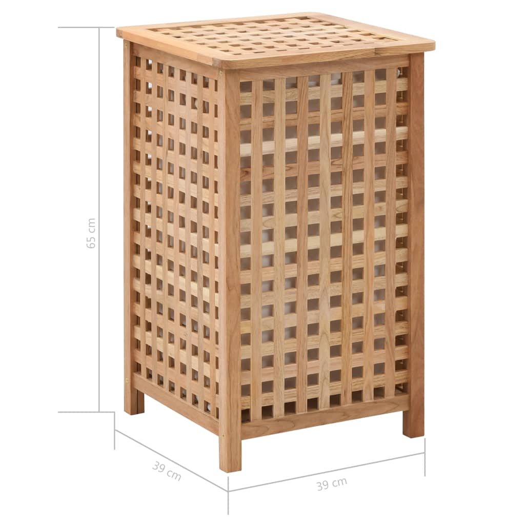 Vasketøjskurv 39x39x65 cm massivt valnøddetræ