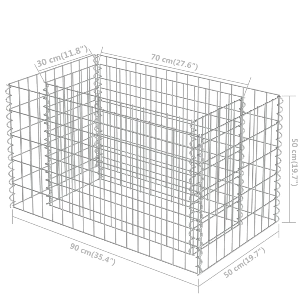 Gabion Højseng Galvaniseret Stål 90×50×50 cm