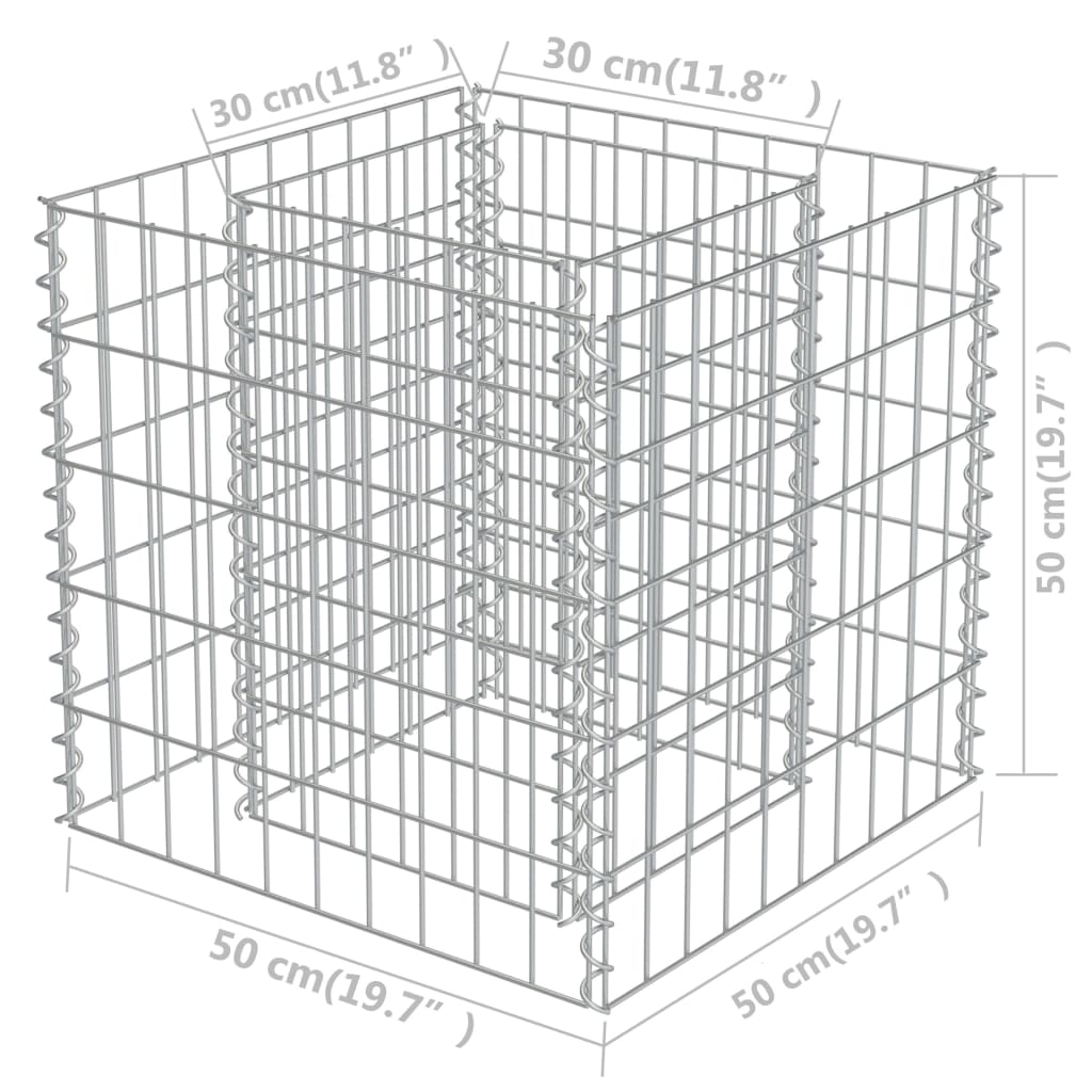 Gabion højbed galvaniseret stål 50×50×50 cm