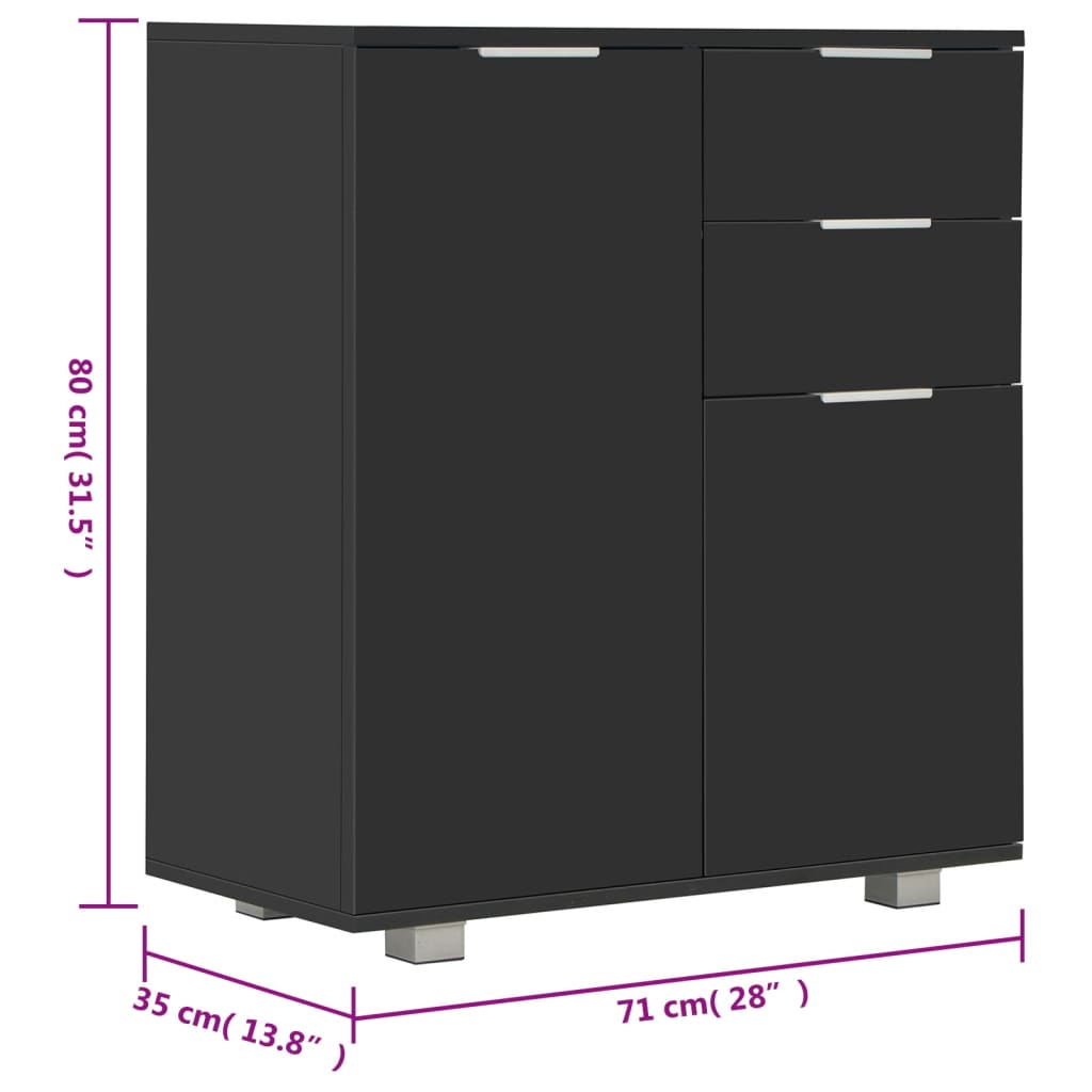 Sideboard Hochglanz-Schwarz 71x35x80 cm Holzwerkstoff