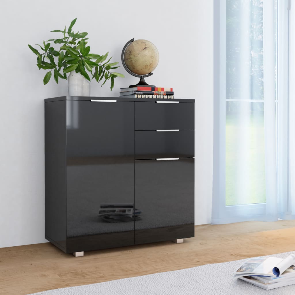 Sideboard Hochglanz-Schwarz 71x35x80 cm Holzwerkstoff
