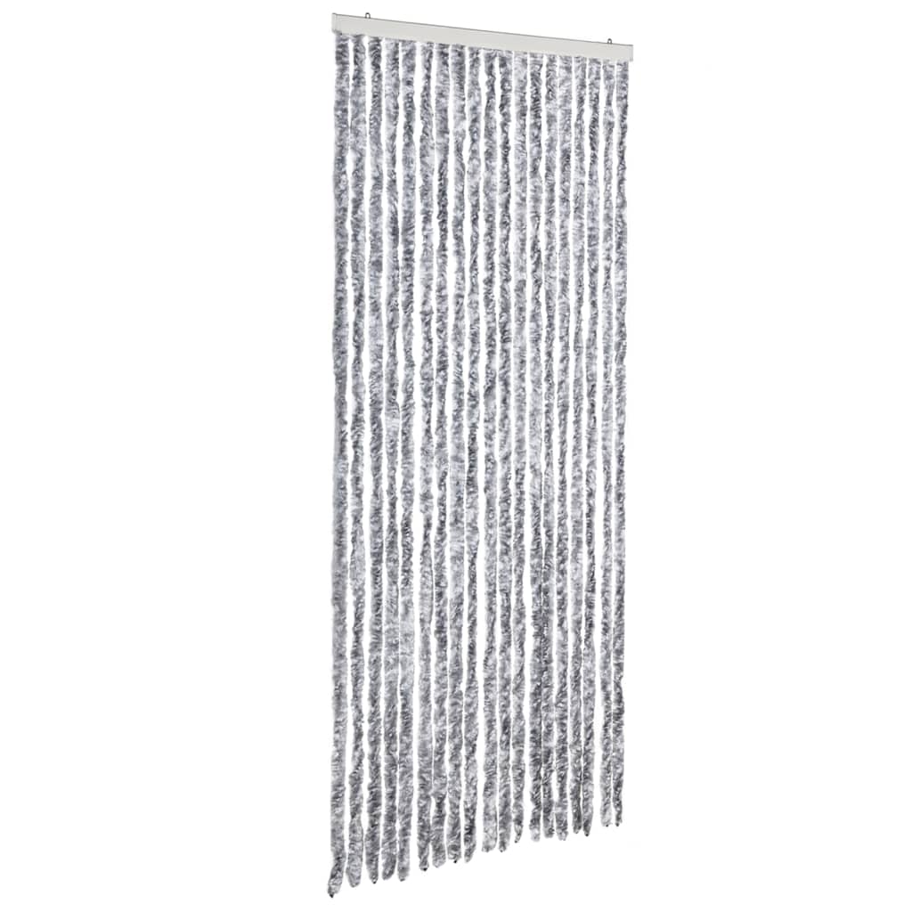 Insektenschutz-Vorhang Weiß und Grau 56x185 cm Chenille
