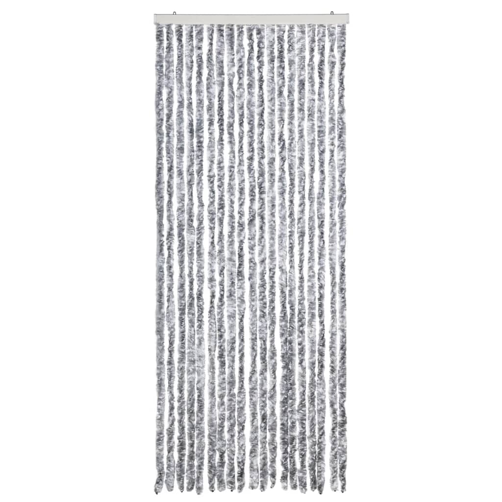Insektenschutz-Vorhang Weiß und Grau 56x185 cm Chenille