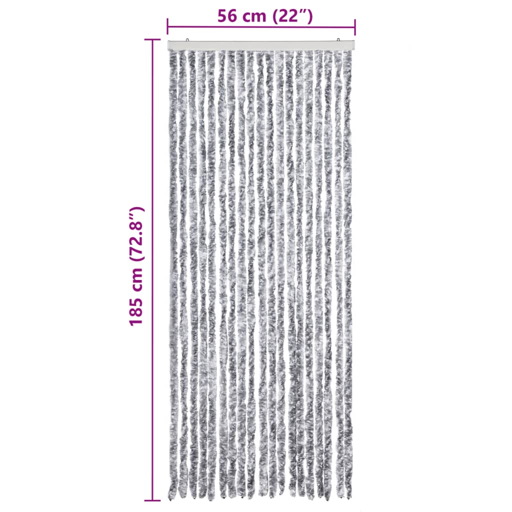 Insektenschutz-Vorhang Weiß und Grau 56x185 cm Chenille