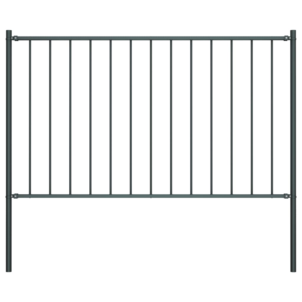 Zaunelement mit Pfosten Pulverbeschichteter Stahl 1,81x1,25 m Anthrazit