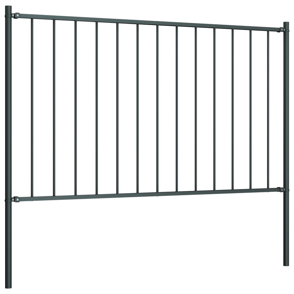 Zaunelement mit Pfosten Pulverbeschichteter Stahl 1,81x1,25 m Anthrazit