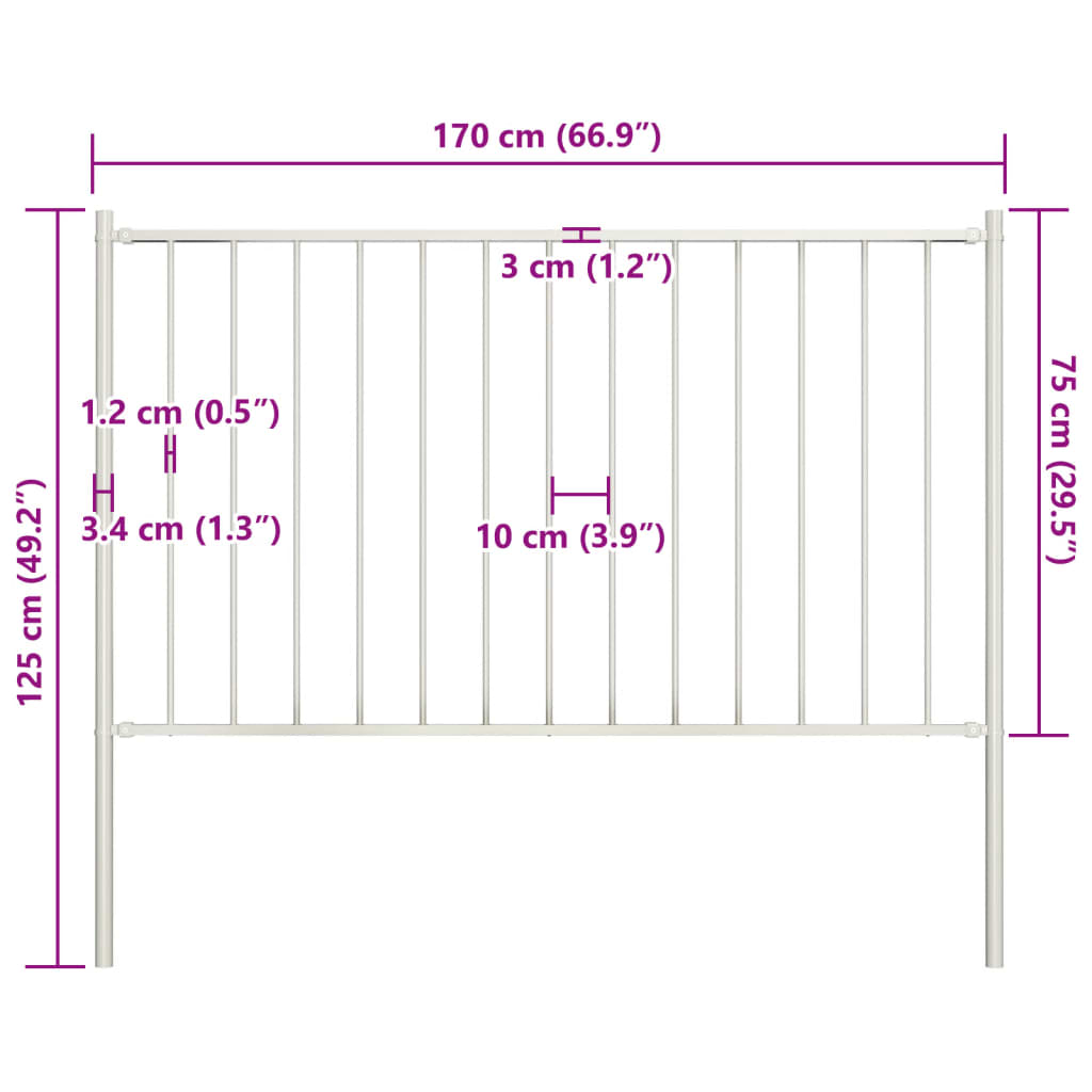 Zaunelement mit Pfosten Pulverbeschichteter Stahl 1,81x0,75 m Weiß